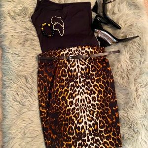 Leopard Print Pencil Skirt